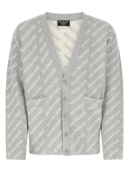 Luxury Balenciaga Trending 2025 All-Over Logo Cardigan Grey