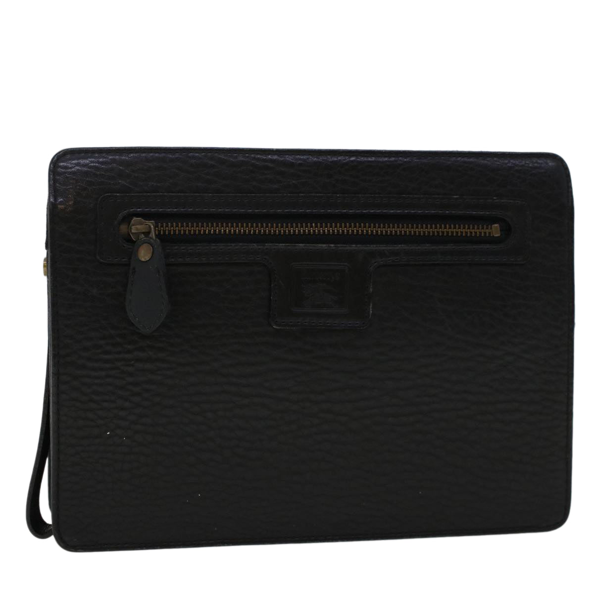 Luxury BurberrySs Clutch Bag Leather Black Auth ep1119