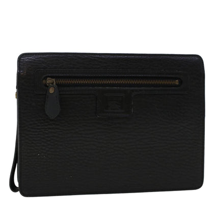Luxury BurberrySs Clutch Bag Leather Black Auth ep1119
