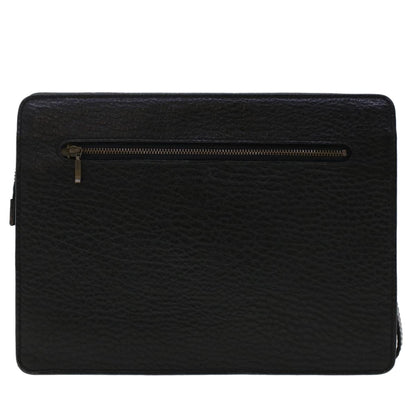 Luxury BurberrySs Clutch Bag Leather Black Auth ep1119