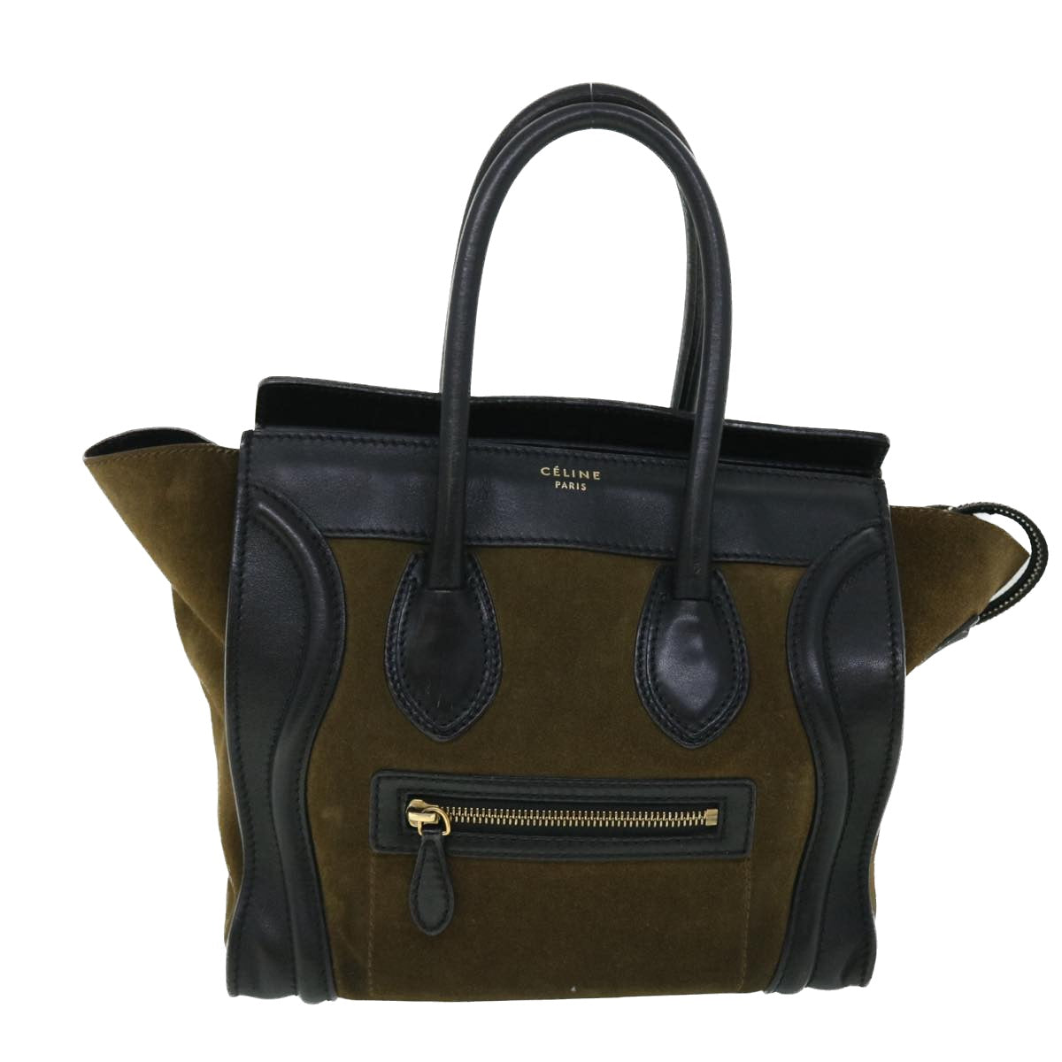 Luxury CELINE Luggage Mini Hand Bag Suede Leather Khaki  ep1582