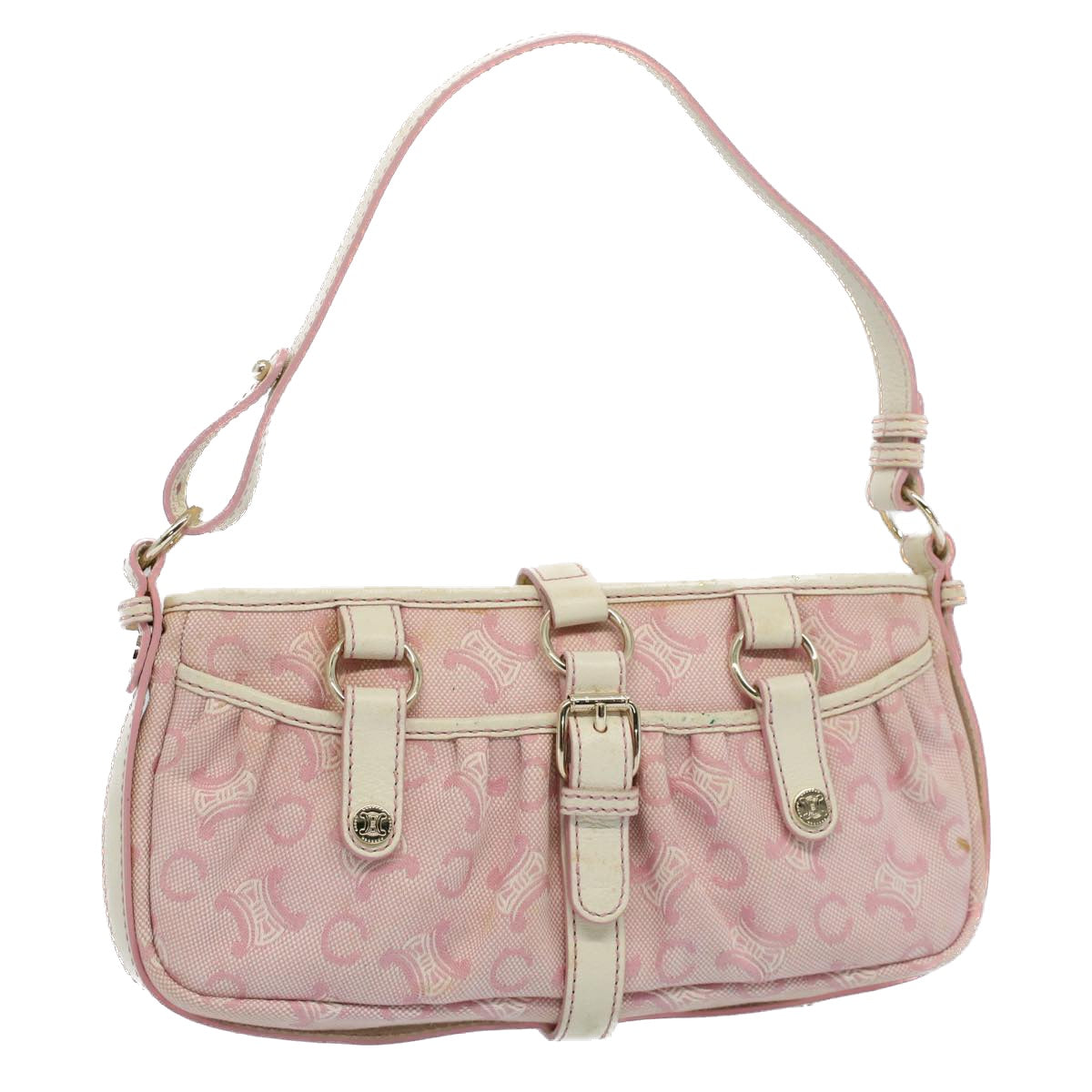 Luxury CELINE C Macadam Canvas Shoulder Bag Leather Pink  ep1844