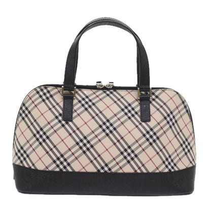 Luxury Burberry Nova Check Hand Bag Nylon Canvas Beige Auth ep2098