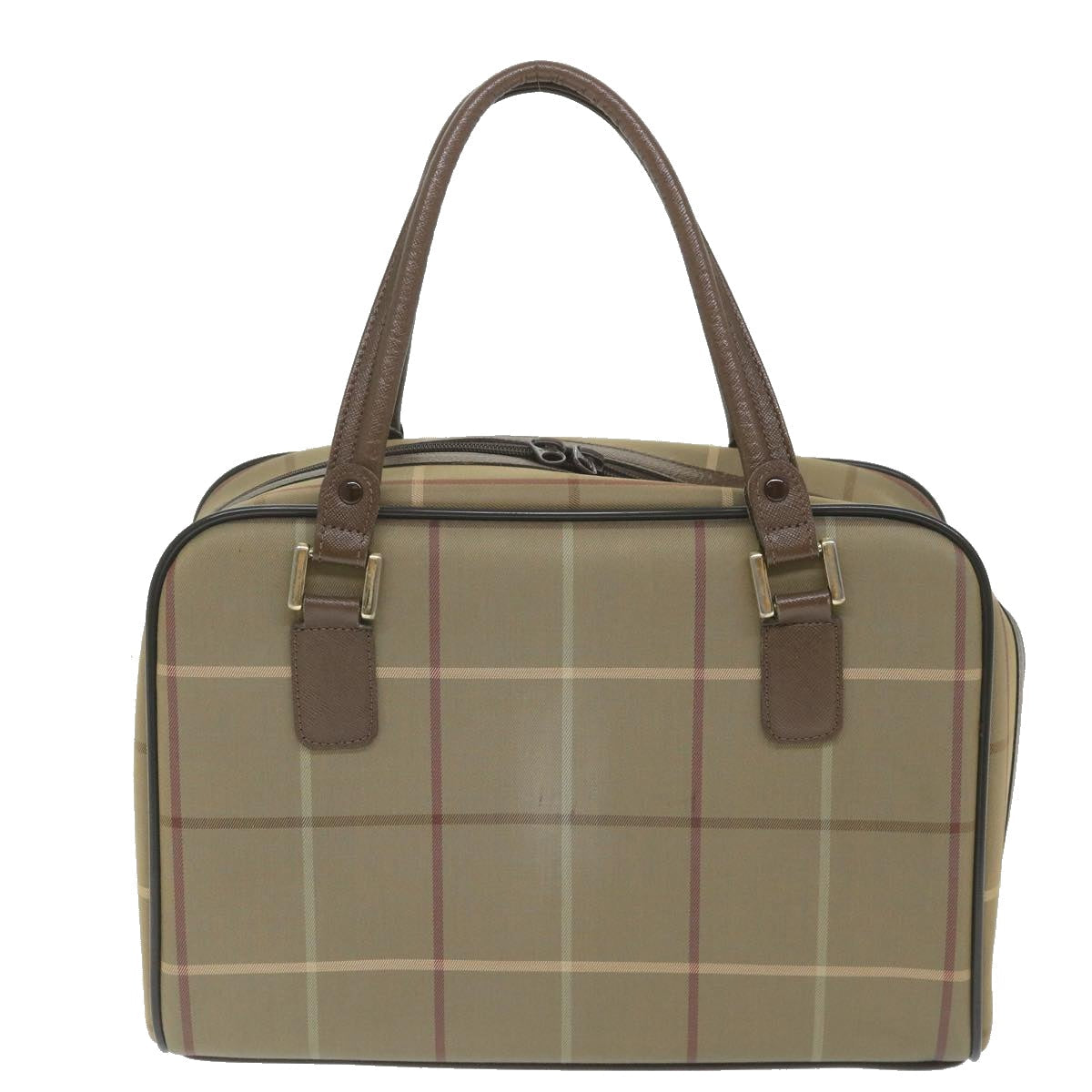 Luxury BurberrySs Nova Check Boston Bag Nylon Canvas Brown Auth ep2180