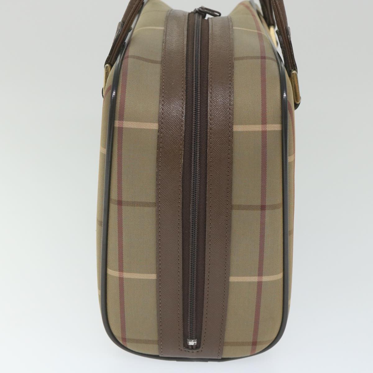 Luxury BurberrySs Nova Check Boston Bag Nylon Canvas Brown Auth ep2180