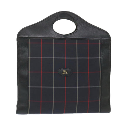 Luxury BurberrySs Nova Check Hand Bag Nylon Canvas Navy Auth ep2181