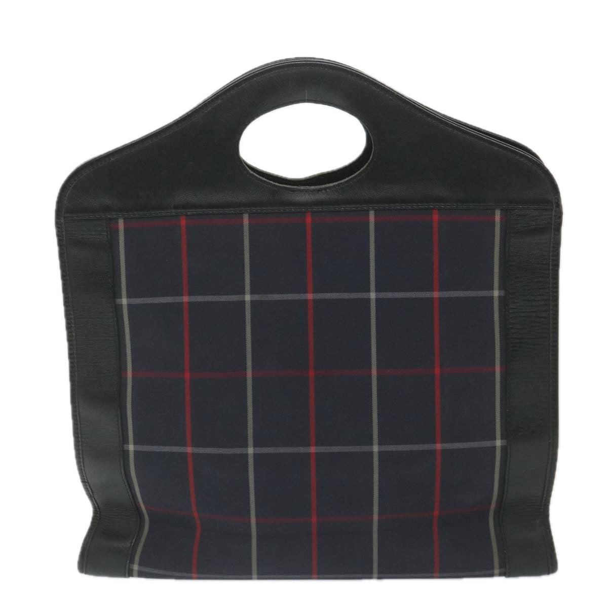 Luxury BurberrySs Nova Check Hand Bag Nylon Canvas Navy Auth ep2181