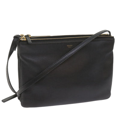 Luxury CELINE Trio PM Shoulder Bag Leather Black  ep2461