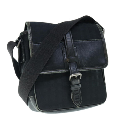 Luxury Burberry Shoulder Bag Canvas Leather Black Auth ep2582