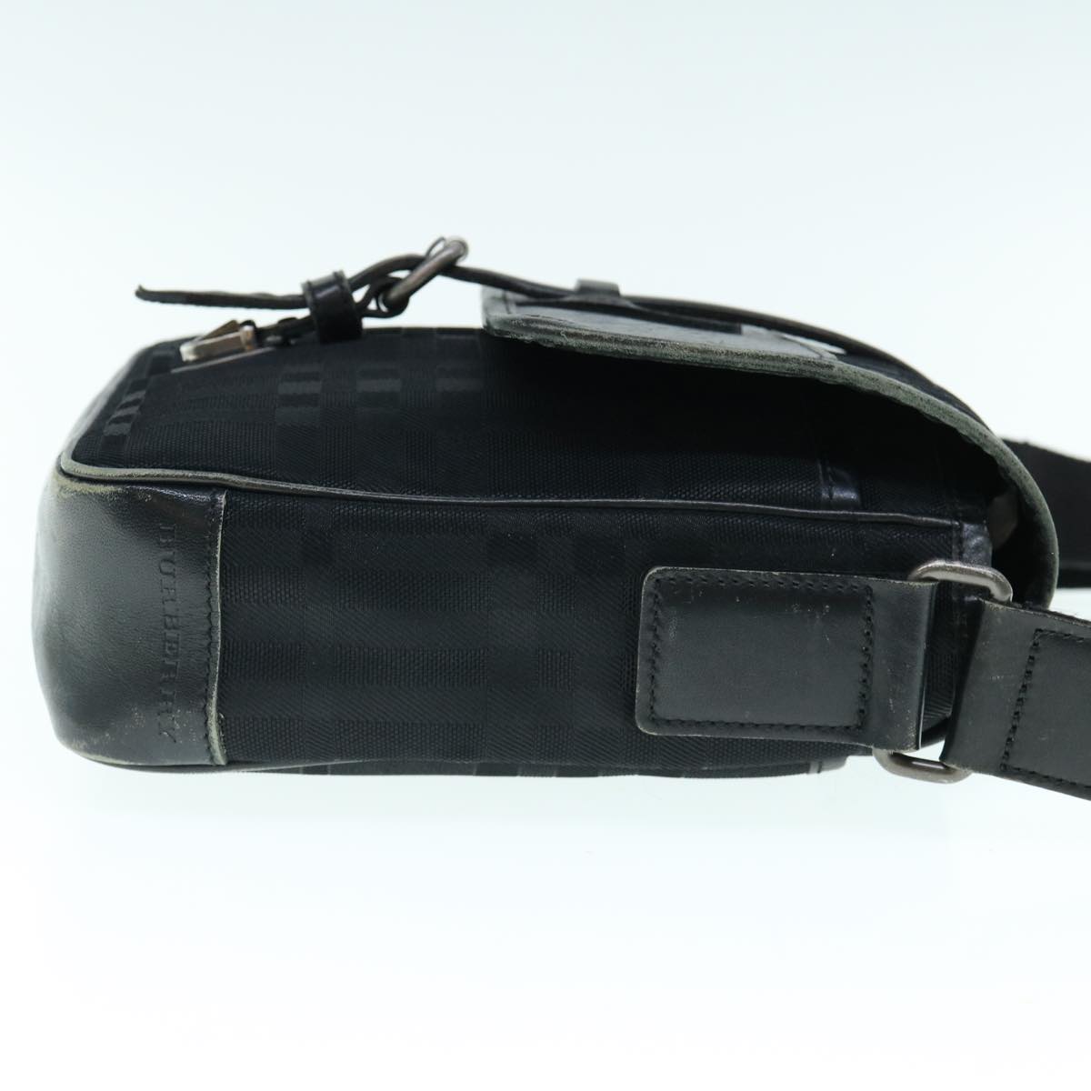 Luxury Burberry Shoulder Bag Canvas Leather Black Auth ep2582