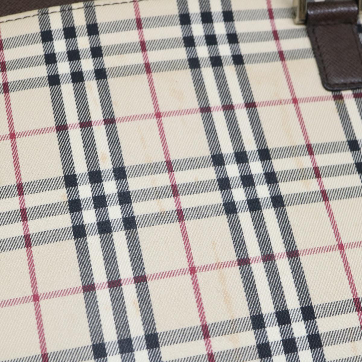 Luxury Burberry Nova Check Tote Bag Nylon Beige Auth ep2645