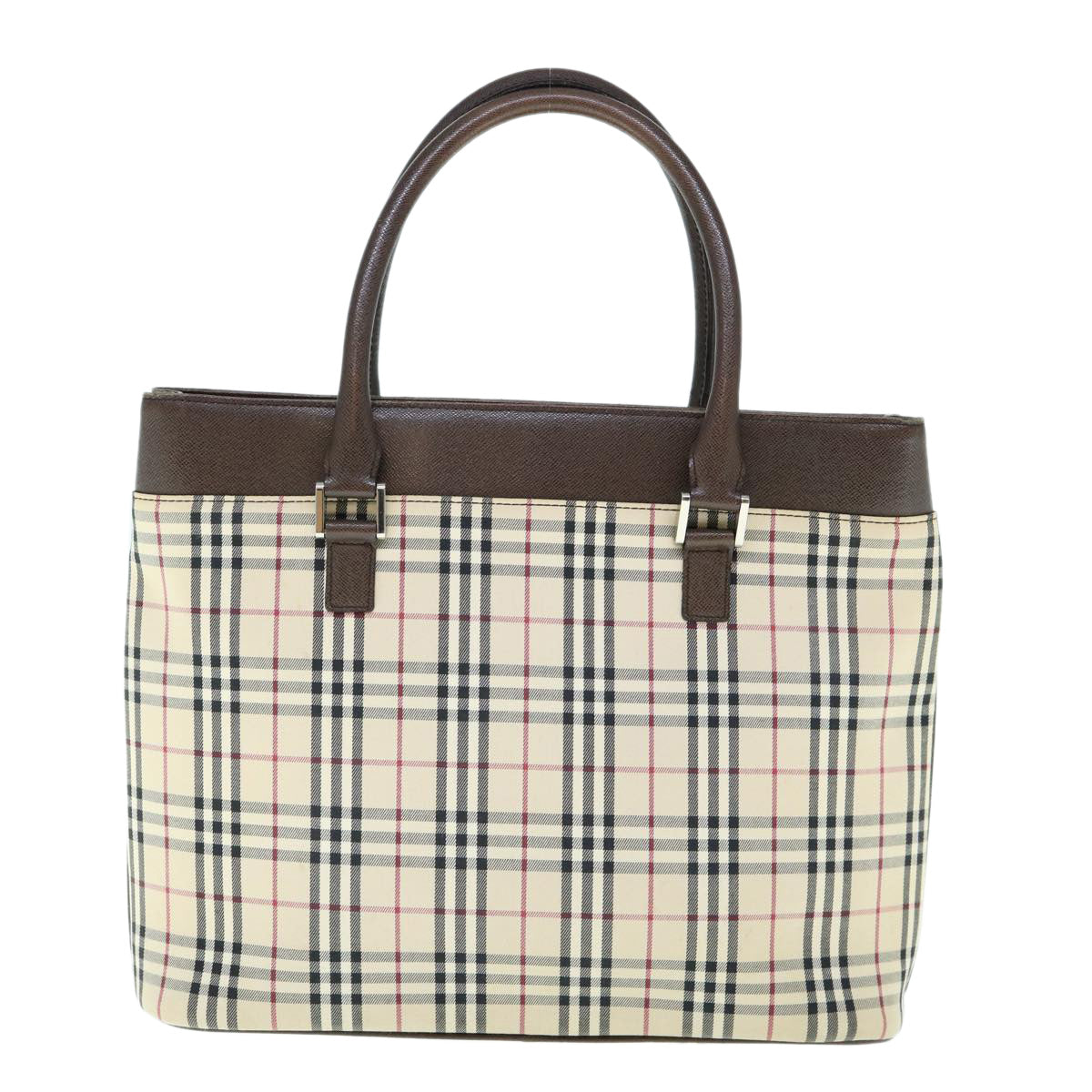 Luxury Burberry Nova Check Tote Bag Nylon Beige Auth ep2645