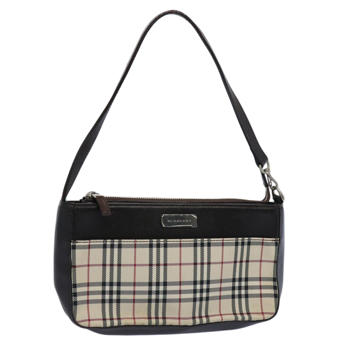Luxury Burberry Nova Check Shoulder Bag Nylon Beige Auth ep2705