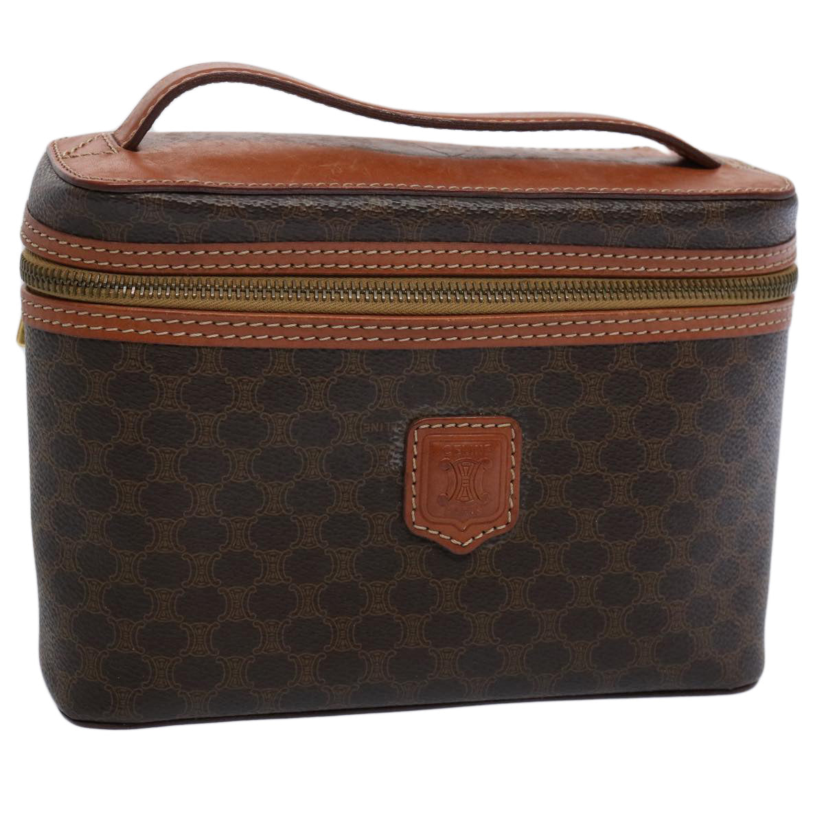 Luxury CELINE Macadam Canvas Hand Bag PVC Leather Brown  ep2706