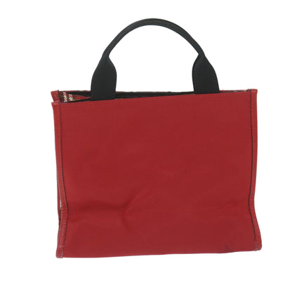 Luxury Burberry Nova Check Hand Bag Nylon Red Auth ep2927