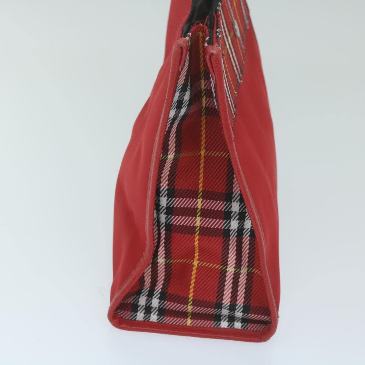 Luxury Burberry Nova Check Hand Bag Nylon Red Auth ep2927