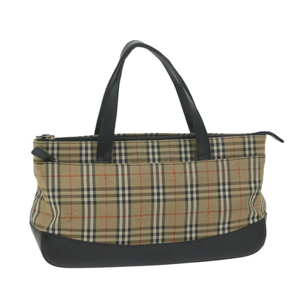 Luxury BurberrySs Nova Check Hand Bag Canvas Beige Auth ep3023