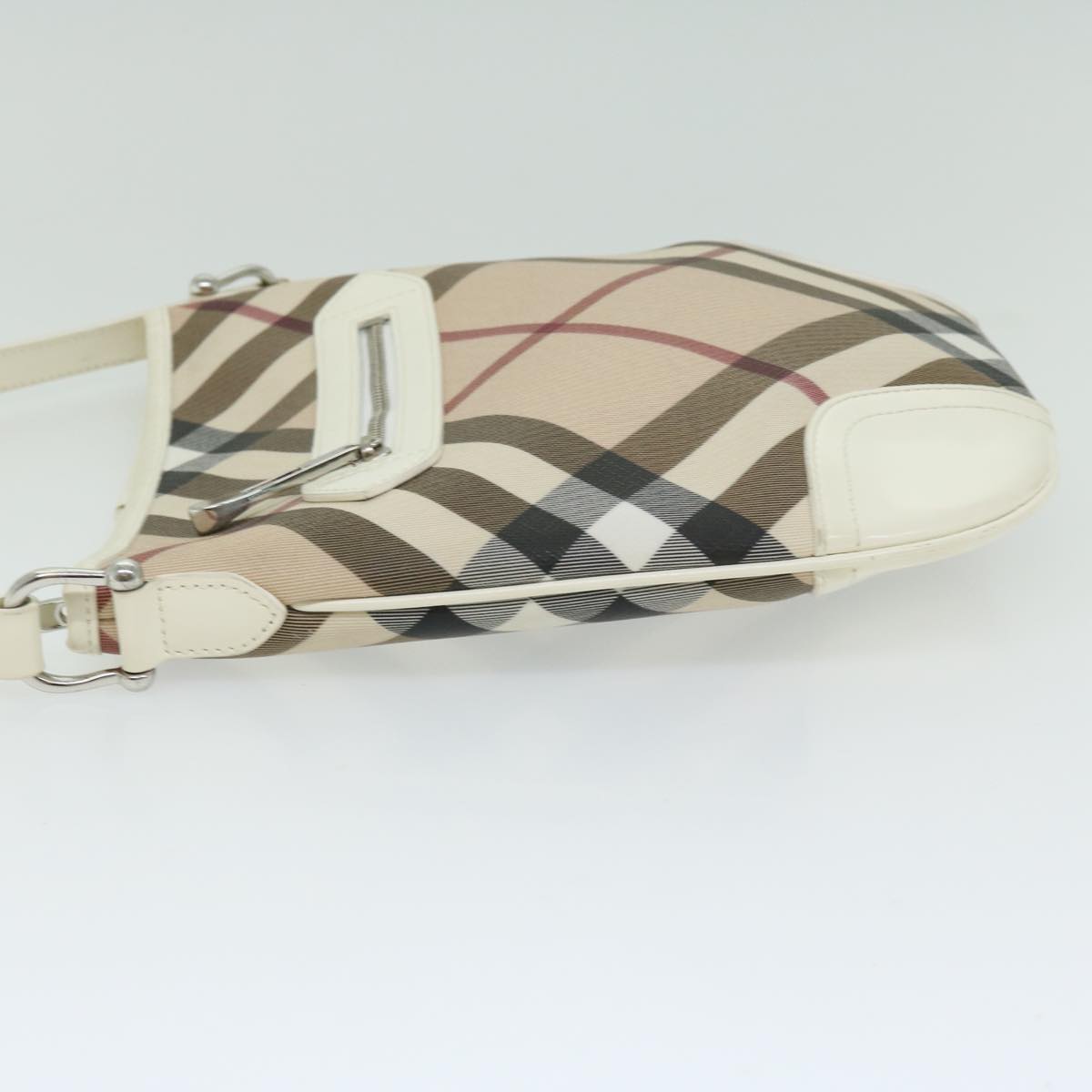 Luxury Burberry Nova Check Shoulder Bag Coated Canvas Beige Auth ep3454