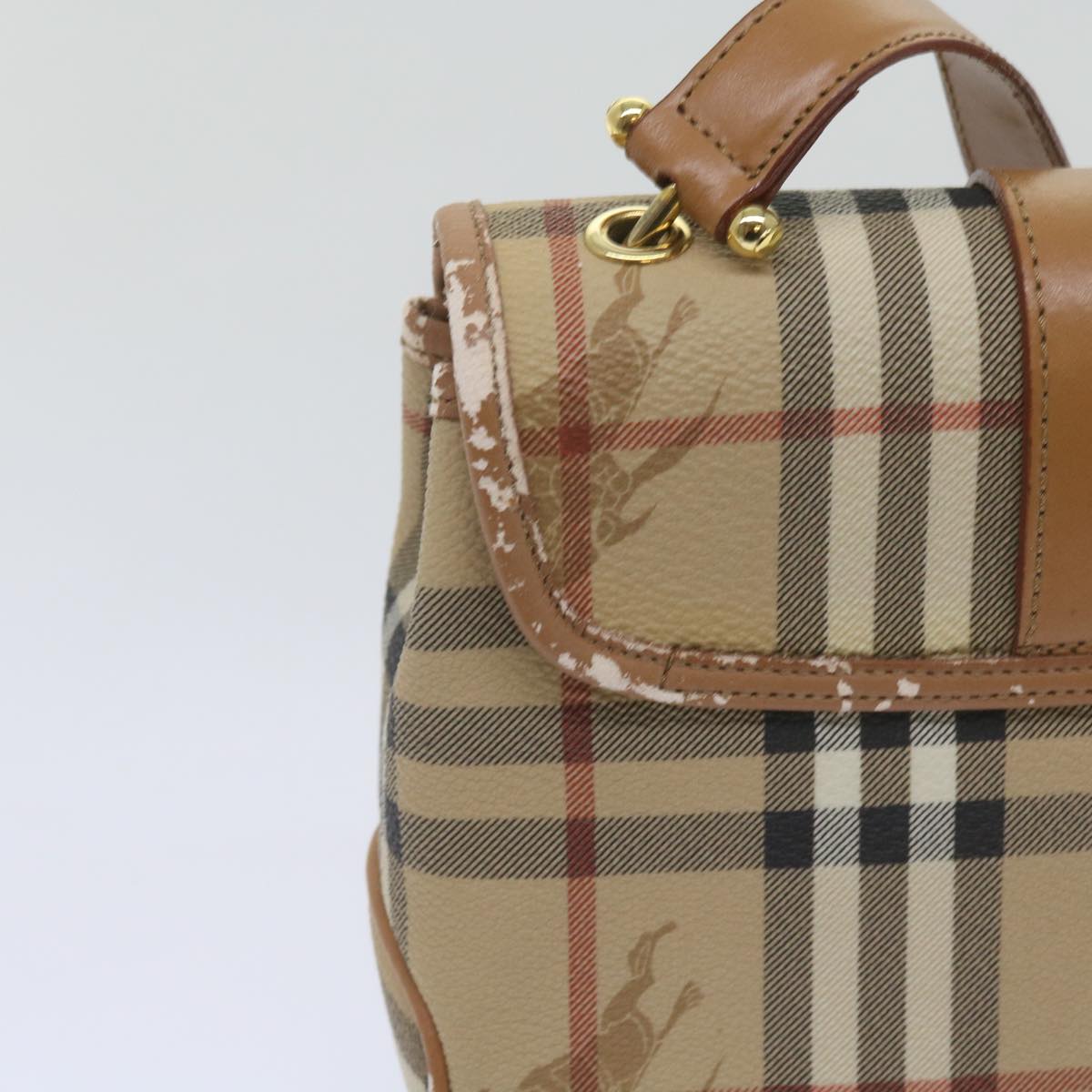 Luxury BurberrySs Nova Check Shoulder Bag PVC Leather Beige Auth ep3552