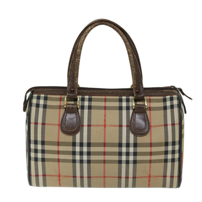 Luxury BurberrySs Nova Check Hand Bag Canvas Beige Auth ep3738