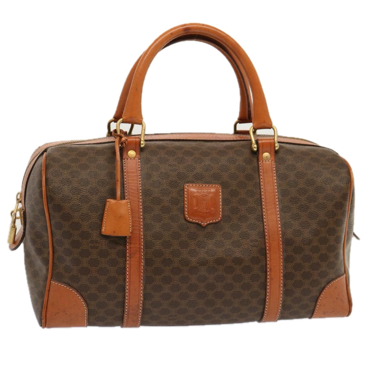 Luxury CELINE Macadam Canvas Boston Bag PVC Brown  ep3745