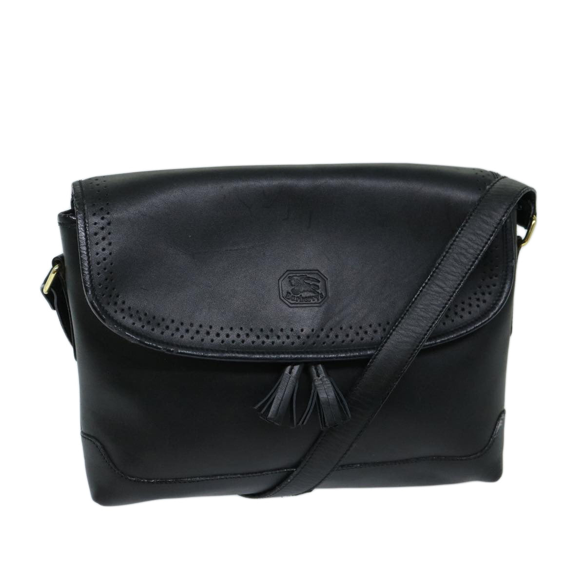 Luxury BurberrySs Shoulder Bag Leather Black Auth ep3768