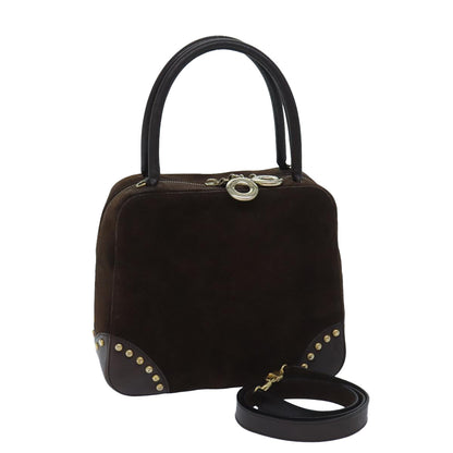 Luxury CELINE Hand Bag Suede 2way Brown  ep3900