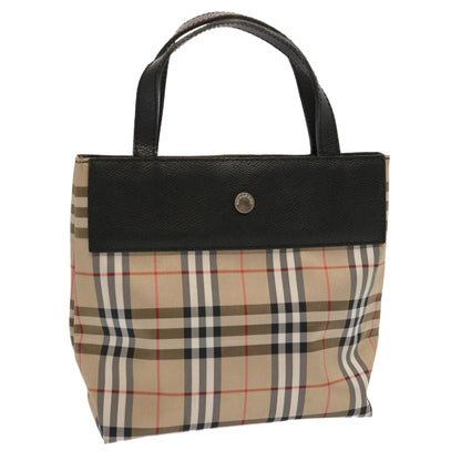 Luxury Burberry Nova Check Hand Bag Nylon Beige Auth ep4001