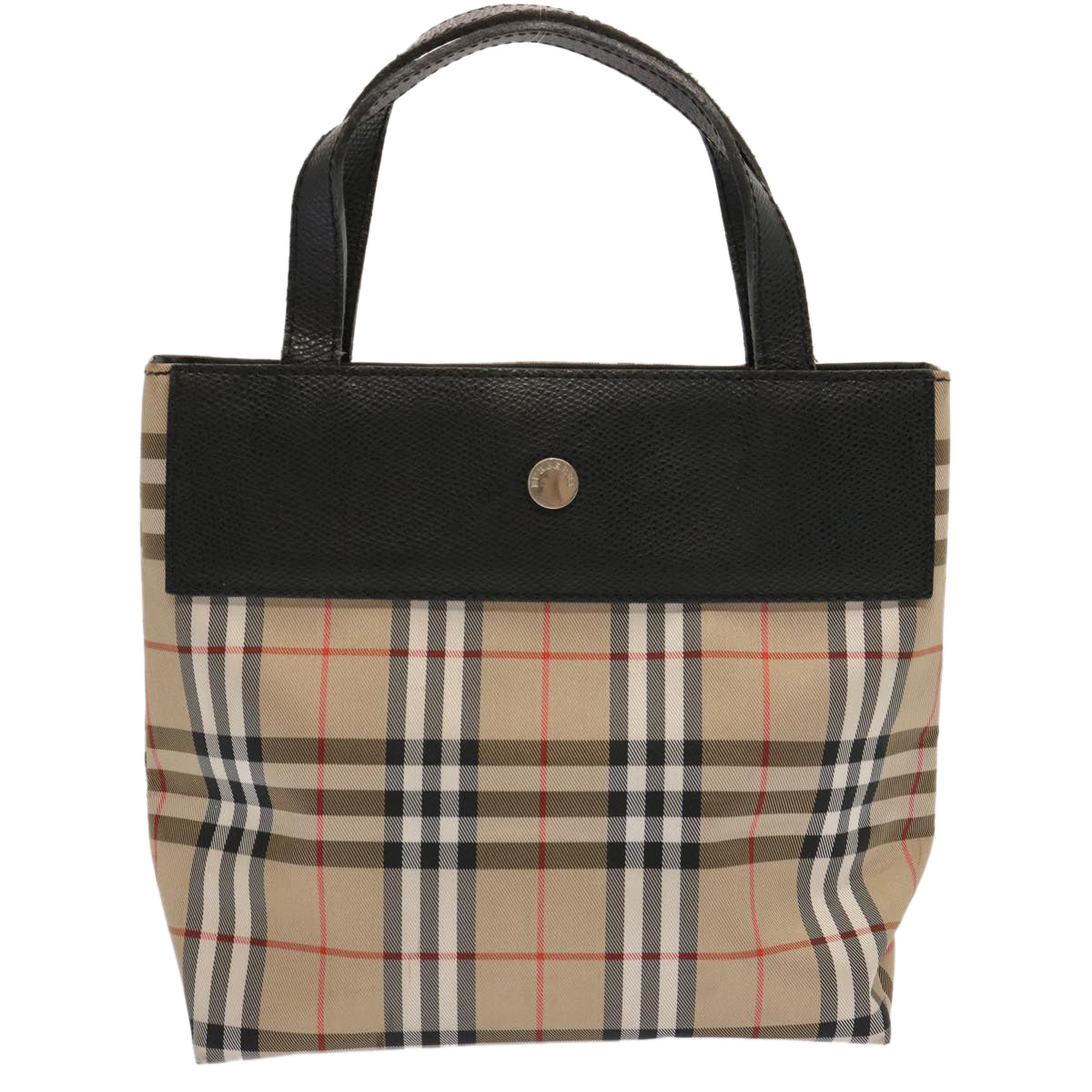 Luxury Burberry Nova Check Hand Bag Nylon Beige Auth ep4001