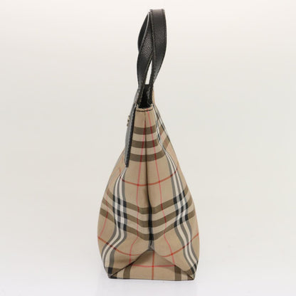 Luxury Burberry Nova Check Hand Bag Nylon Beige Auth ep4001