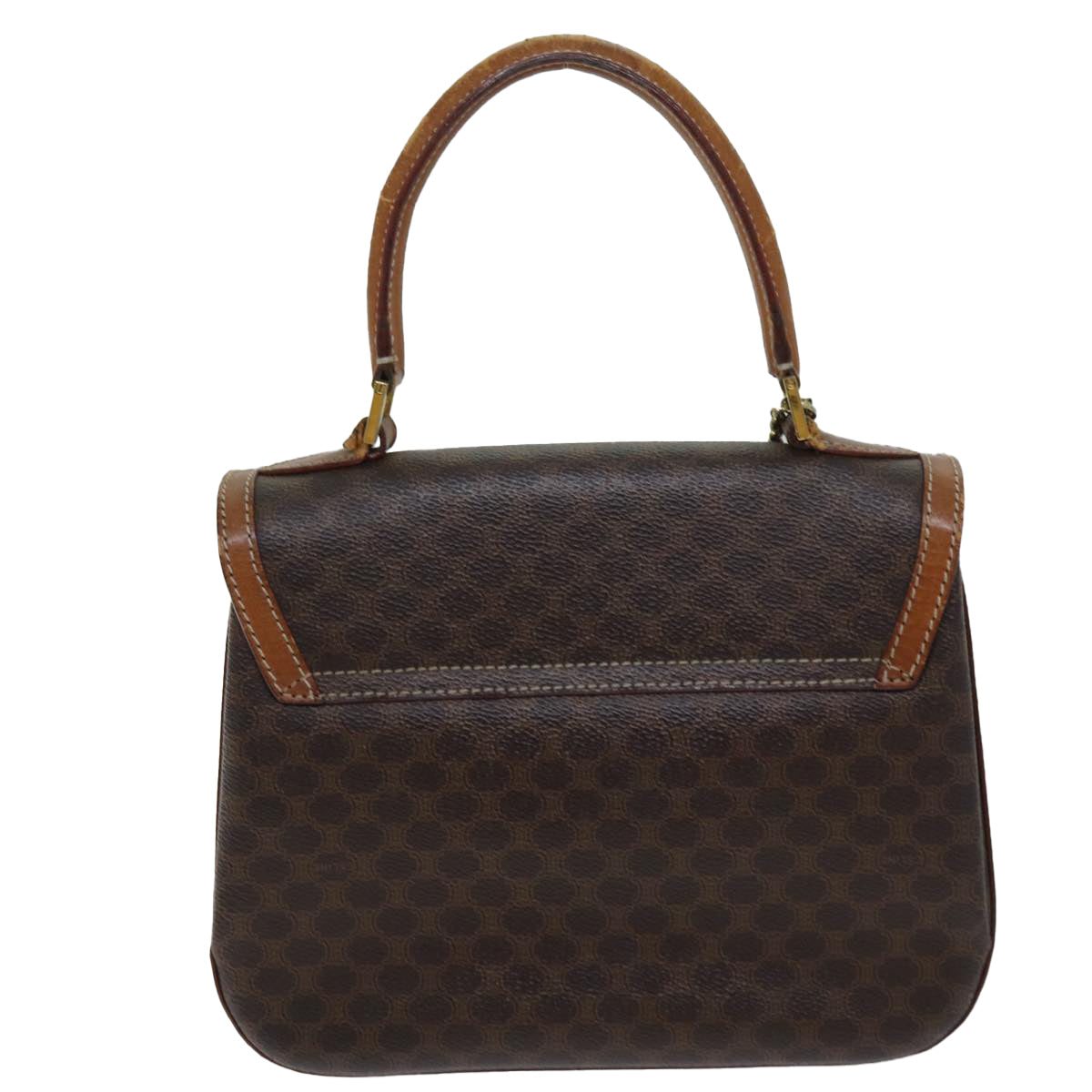 Luxury CELINE Macadam Canvas Hand Bag PVC 2way Brown  ep4104