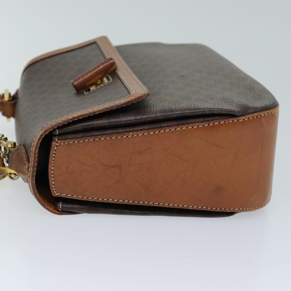 Luxury CELINE Macadam Canvas Hand Bag PVC 2way Brown  ep4104