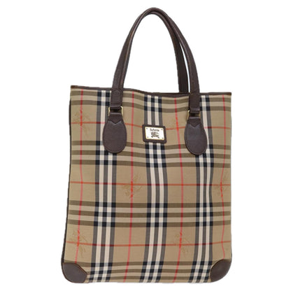 Luxury BurberrySs Nova Check Tote Bag Canvas Beige Auth ep4173