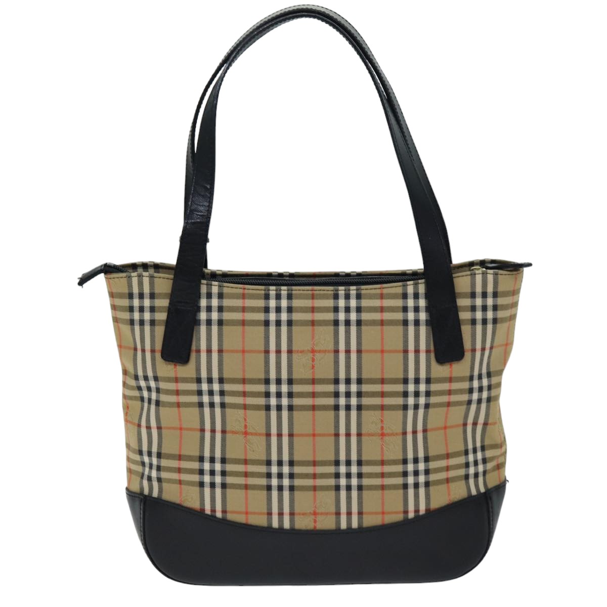 Luxury BurberrySs Nova Check Tote Bag Canvas Beige Black Auth ep4184