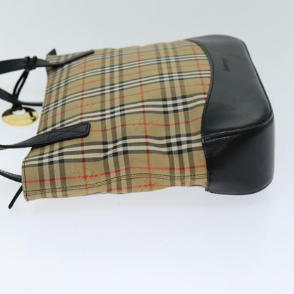 Luxury BurberrySs Nova Check Tote Bag Canvas Beige Black Auth ep4184