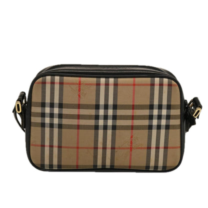 Luxury BurberrySs Nova Check Shoulder Bag Canvas Beige Black Auth ep4300