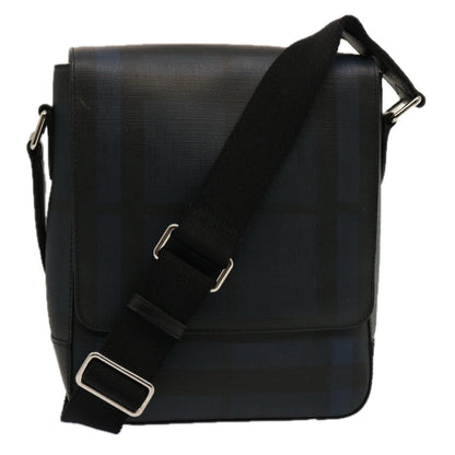 Luxury Burberry Nova Check Shoulder Bag Coated Canvas Navy Auth ep4321
