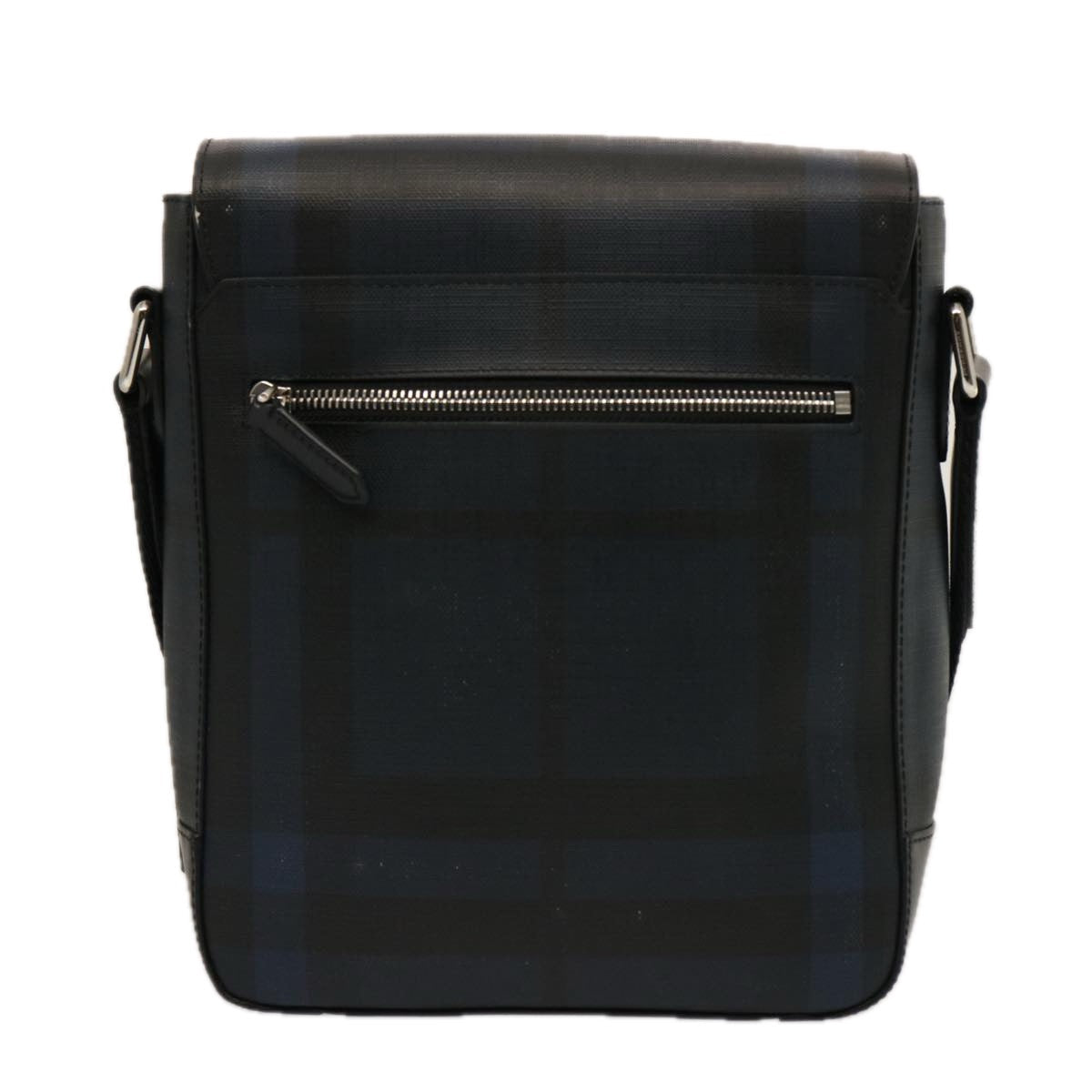 Luxury Burberry Nova Check Shoulder Bag Coated Canvas Navy Auth ep4321