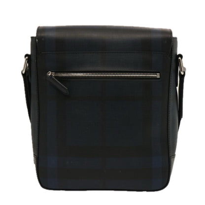 Luxury Burberry Nova Check Shoulder Bag Coated Canvas Navy Auth ep4321