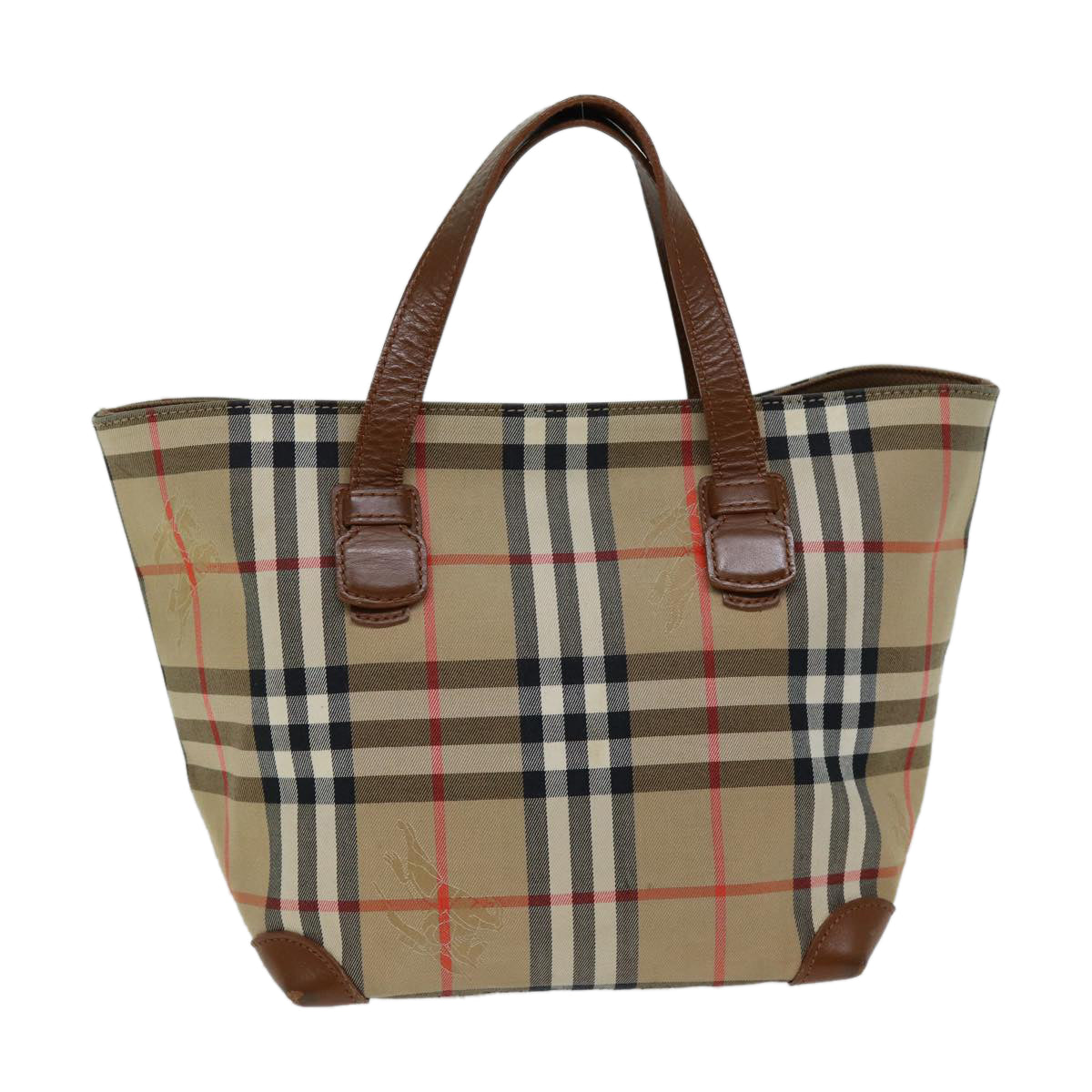 Luxury BurberrySs Nova Check Hand Bag Canvas Beige Auth ep4362