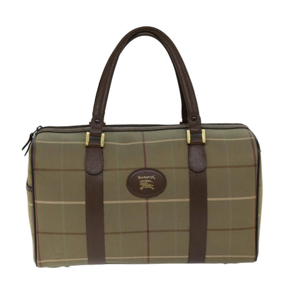 Luxury BurberrySs Nova Check Boston Bag Canvas Beige Auth ep4373