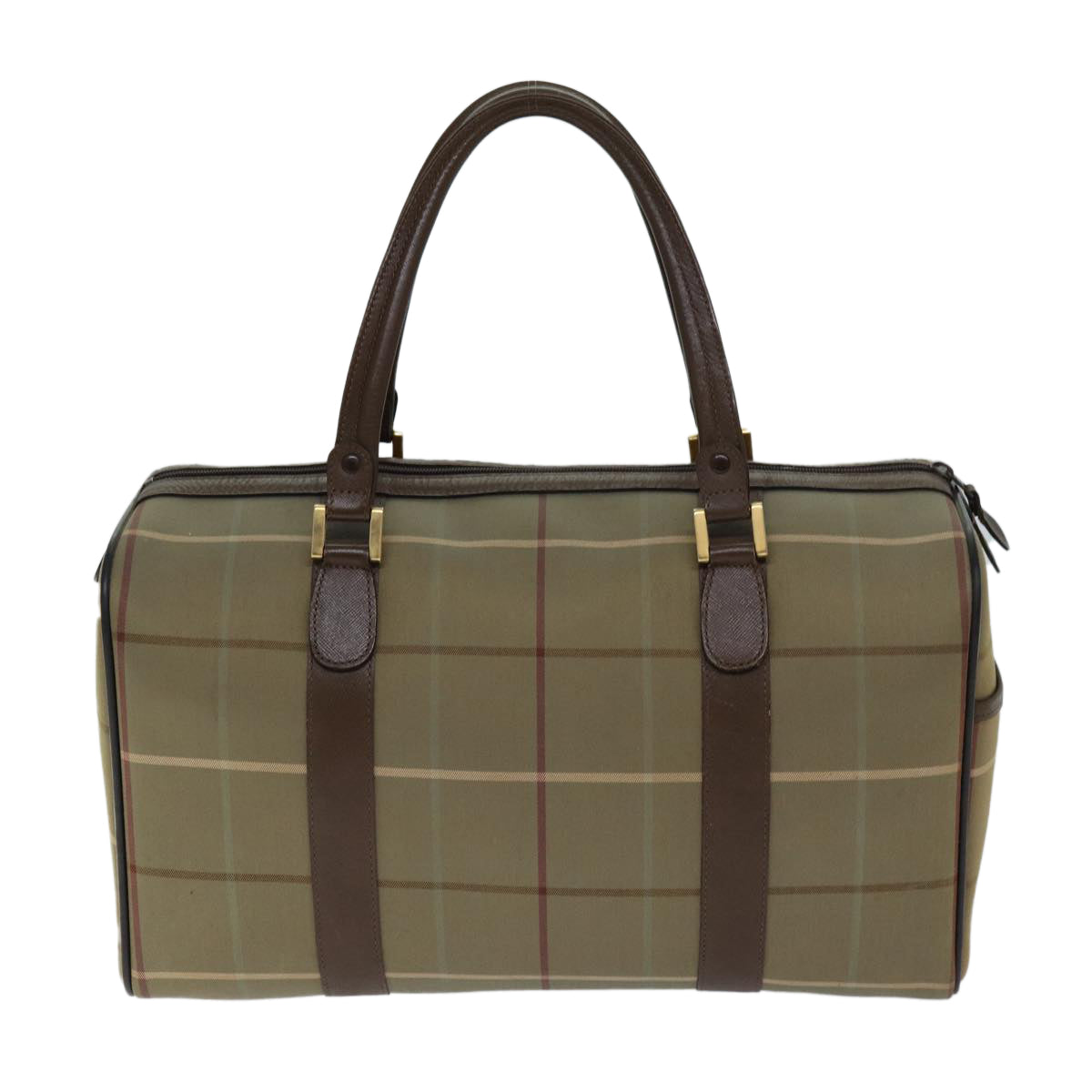 Luxury BurberrySs Nova Check Boston Bag Canvas Beige Auth ep4373