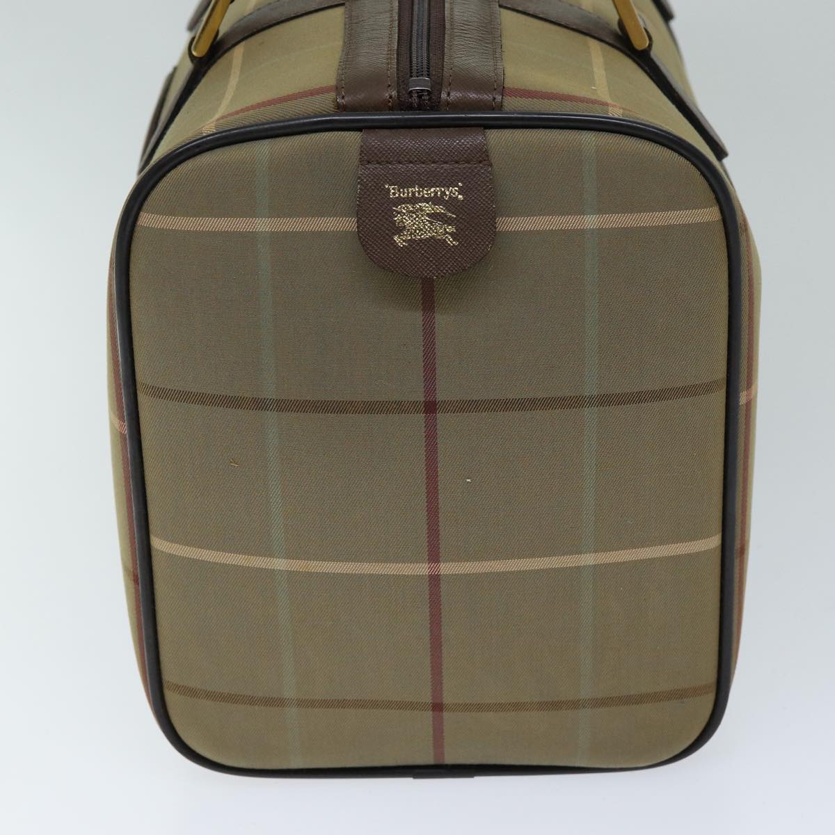 Luxury BurberrySs Nova Check Boston Bag Canvas Beige Auth ep4373