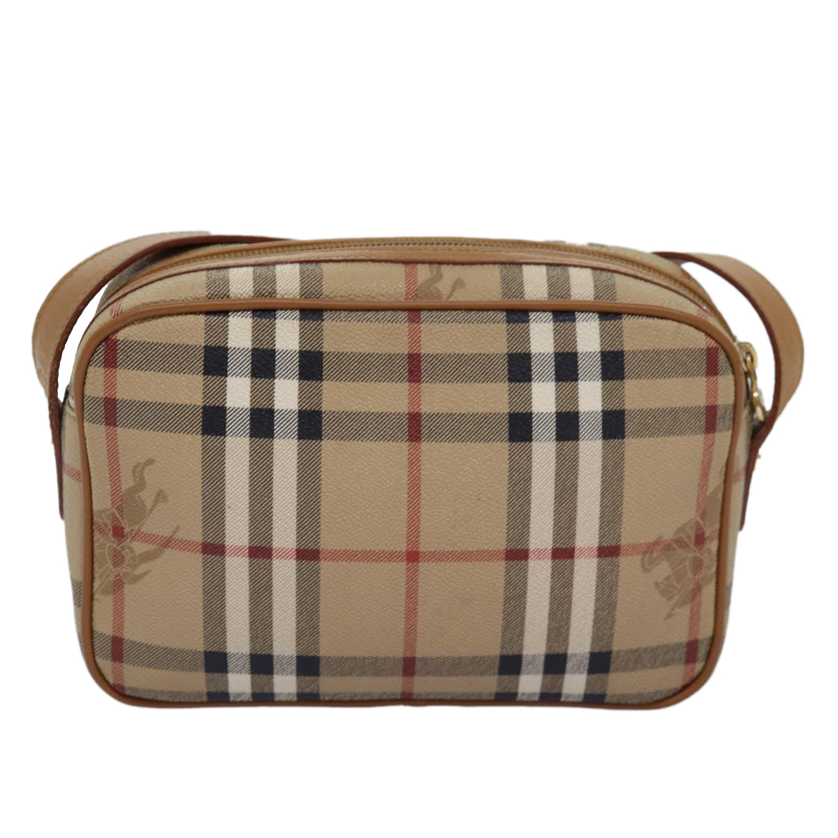 Luxury BurberrySs Nova Check Shoulder Bag PVC Leather Beige Auth ep4407