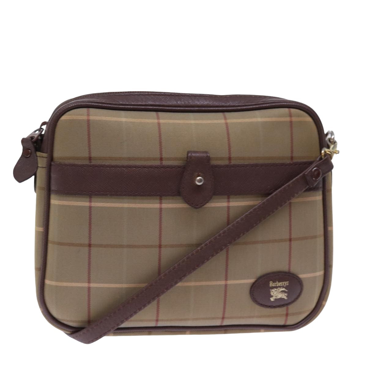 Luxury BurberrySs Nova Check Shoulder Bag Canvas Brown Auth ep4438