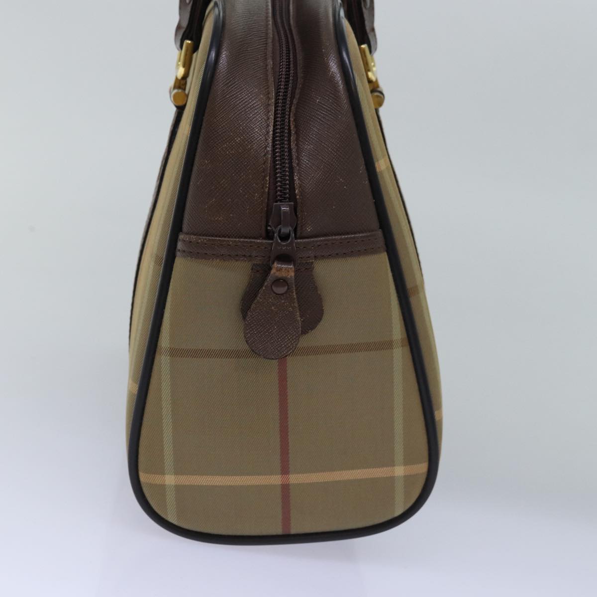 Luxury BurberrySs Nova Check Hand Bag Canvas Beige Auth ep4494