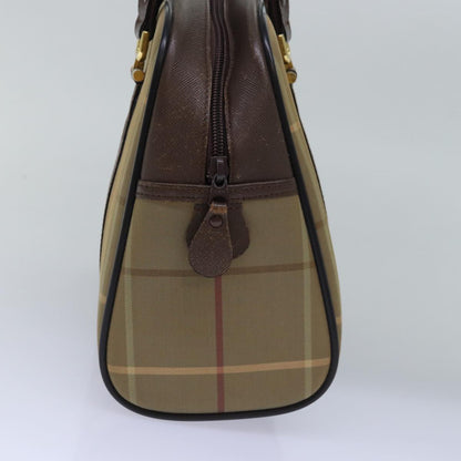 Luxury BurberrySs Nova Check Hand Bag Canvas Beige Auth ep4494