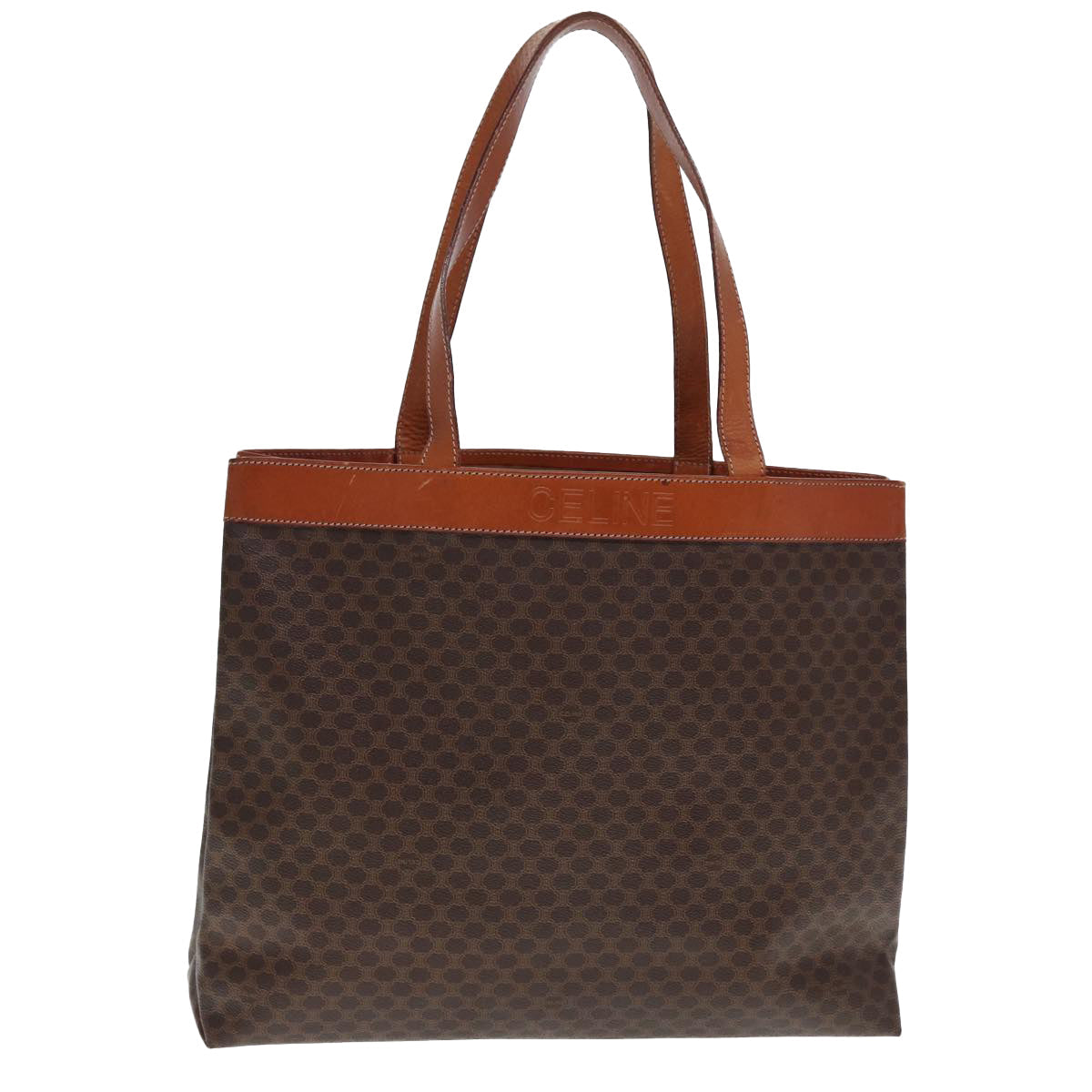 Luxury CELINE Macadam Canvas Tote Bag PVC Leather Brown  ep4528