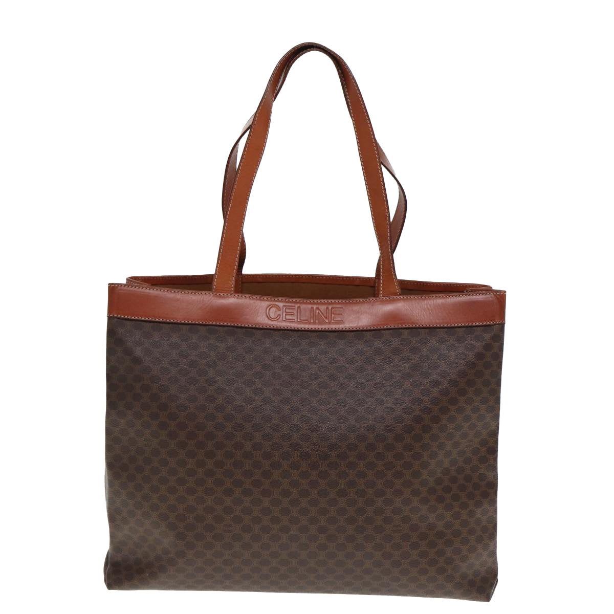 Luxury CELINE Macadam Canvas Tote Bag PVC Leather Brown  ep4528