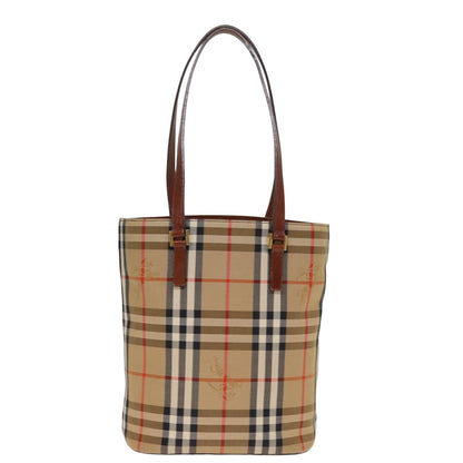 Luxury Burberry Nova Check Tote Bag Canvas Beige Auth ep4573